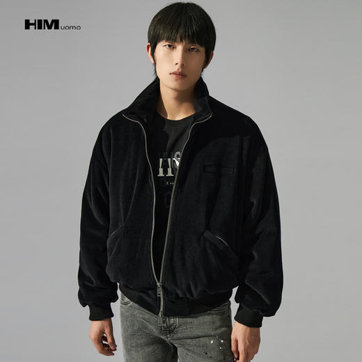 HIM漢崇 轻奢软绵天鹅绒夹克【重工艺】休闲立领夹棉外套2025冬季 商品图0