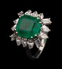 独角鹿西洋古董20世纪欧洲出品玛格丽特款花叶造型铂金镶嵌哥伦比亚祖母绿及钻石戒指 商品缩略图2