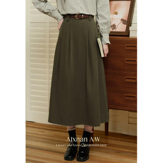 鹿向南「佩斯画廊」高腰显瘦半身裙女2025秋冬新款气质A字中长裙 商品图0