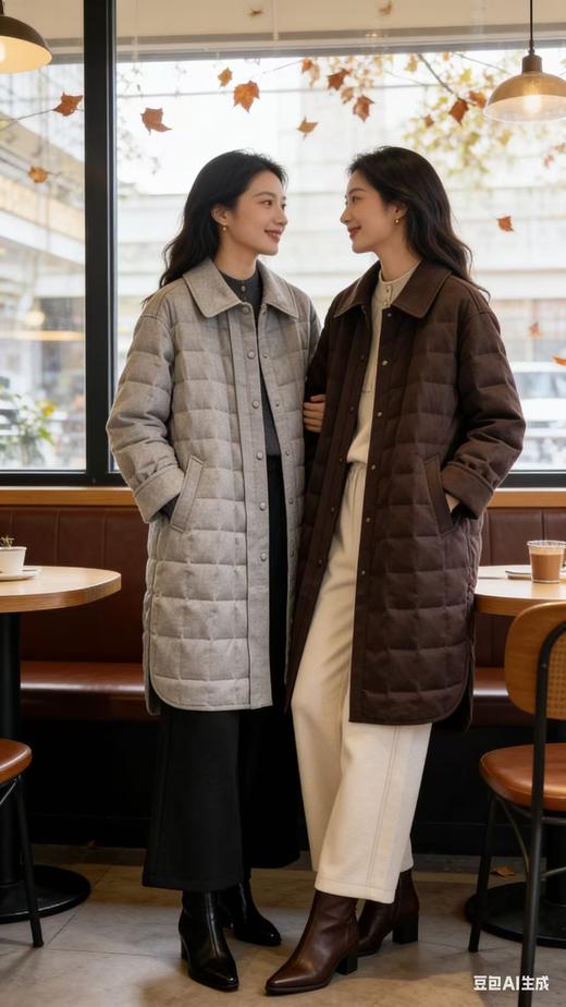 58038G衬衫领长款鹅绒服 商品图2