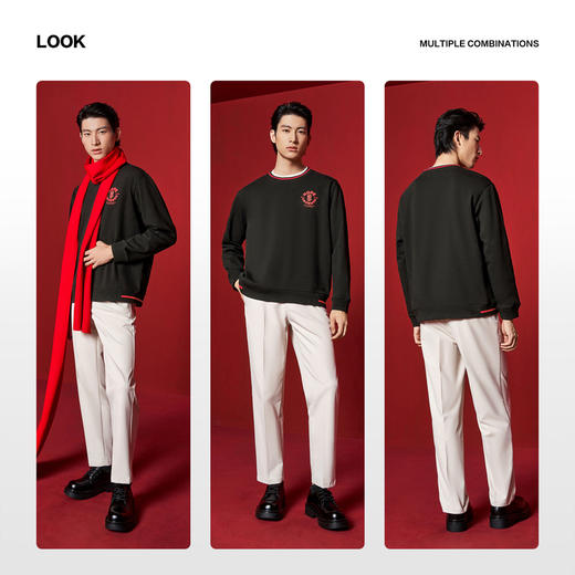 【新年系列/空气层】柒牌长袖套头卫衣春季新款新年元素圆领上衣 商品图2