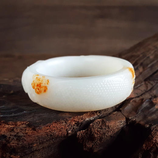 【天然正品】天然收藏级新疆料轮胎镯细腻一级白油润度佳56.5号瑞兽和田玉手镯 171225JJ34 商品图4