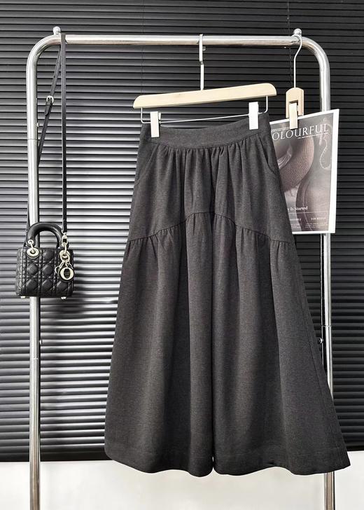 D121811冬季新款简约抽褶A字半身裙软糯百搭显瘦长裙 商品图11