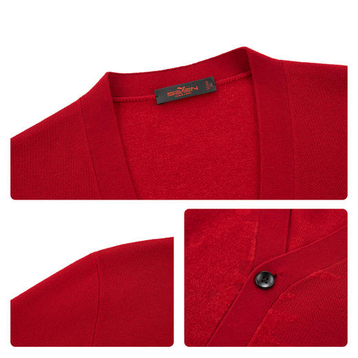 【新年系列】柒牌男装2026含羊毛雪尼尔保暖亲肤水墨开襟针织衫130Y70010 商品图3