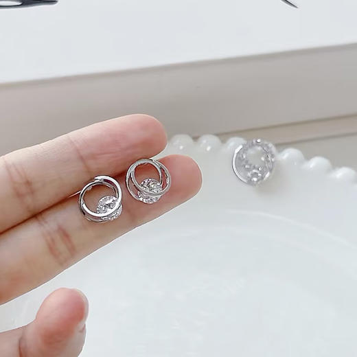 设计感气质多造型耳钉闪锆圆环锆石耳饰-163496477 商品图2