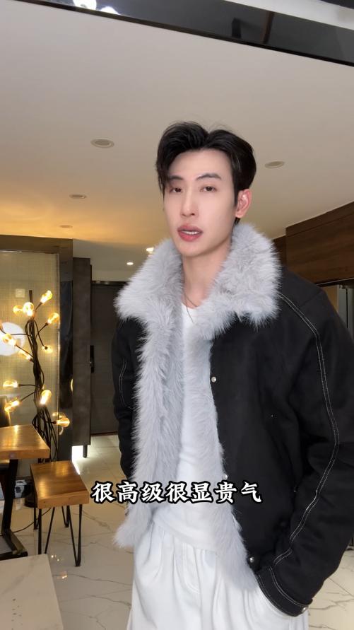 G727SDSA男士秋冬新款痞帅男装设计感毛绒领翻领夹克外套百搭时尚个性 商品图0