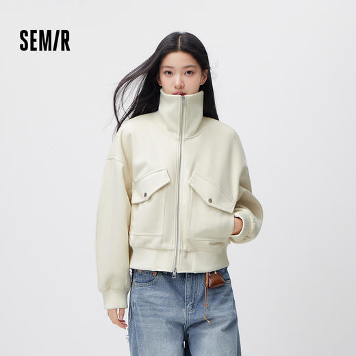 森马外套女春季落肩宽松大翻领夹棉夹克盐系慵懒潮酷高街时尚上衣 商品图1