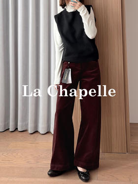 天猫同步【Row极简风】拉夏贝尔/La Chapelle复古灯芯绒裤子女美拉德直筒阔腿裤~梨形身材遮胯显瘦