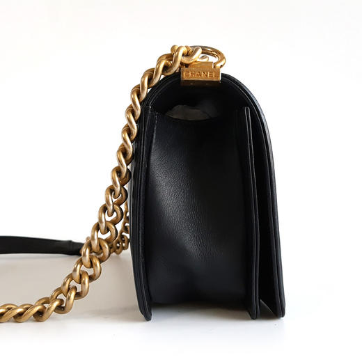 【95新】CHANEL香奈儿LeboyA67086 Y09939 94305中号黑金牛皮Leboy链条包单肩斜挎包女士 121225AK07 商品图3