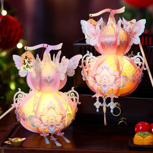 【2个装超划算的古风宫灯】2026 马年新年葫芦灯笼手工 DIY 元宵节儿童手提小花灯礼物 商品图1