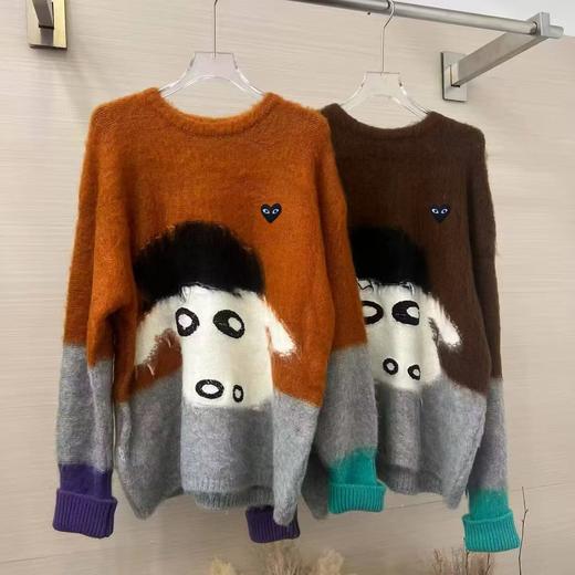 D121819童趣设计感撞色拼接针织圆领套头毛衣女款 商品图0