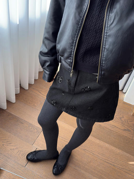 天猫同步【精致氛围感】拉夏贝尔/La Chapelle亮片花朵牛仔裙裤女设计感小众百搭通勤显瘦显高时髦短裤 商品图5