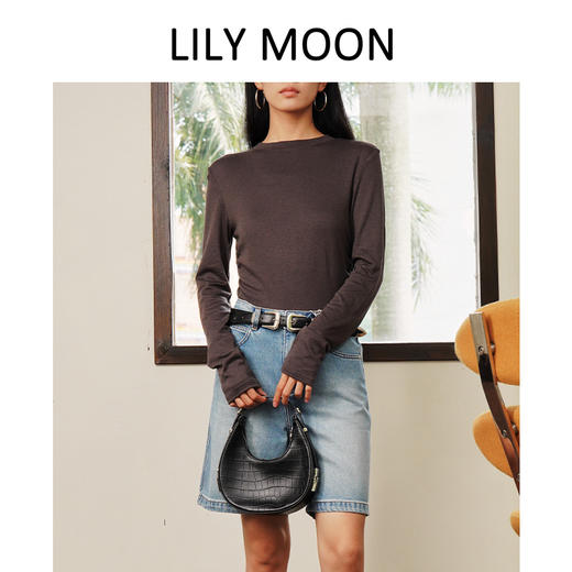 LILY MOON天丝羊毛设计感圆领长袖面膜T恤 商品图6