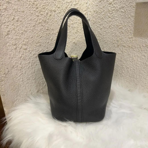 爱马仕 菜篮子18 Togo皮 黑金扣 手提包 商品图1