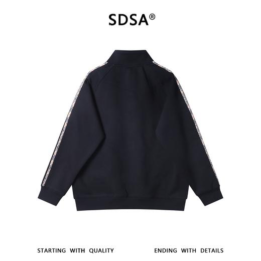 SDSA男士秋冬新款痞帅男装美式高街撞色织带拉链立领卫衣外套百搭 商品图4