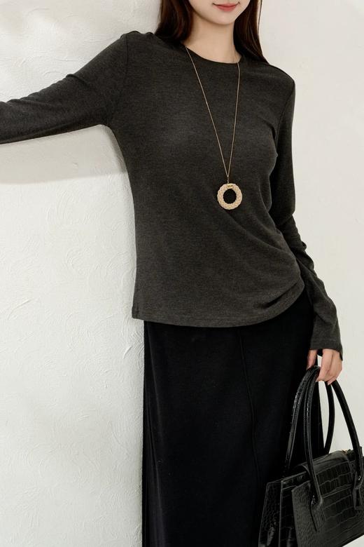 D121823云感"桑蚕丝山羊绒圆领百搭长袖云朵T恤 商品图5