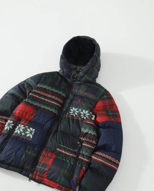 D121813新款圣诞拼色连帽可拆卸羽绒服外套男女同款 商品图13