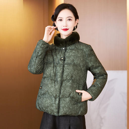 丁摩羽绒服女加厚保暖白鸭绒外套时尚冬装太太妈妈冬季獭兔领ALW 621682 商品图0