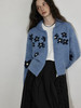 直发【M9130】cos风雾霾蓝 法式浪漫设计感钩花花朵拉链开衫毛衣外套 商品缩略图1