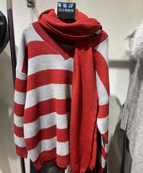 SNCV领披肩横条拼色上衣51203 冬季 068084021779