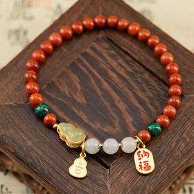 10天发货【南红手串】💓分小中大3个不同手围，定制大小！精致提溜款手串，【鸿】运南红手串，过节自留&送人都合适