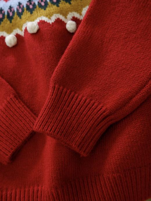 直发【喜慕2601】双旦压轴款， 费尔岛复古雪花提花红毛衣 商品图4