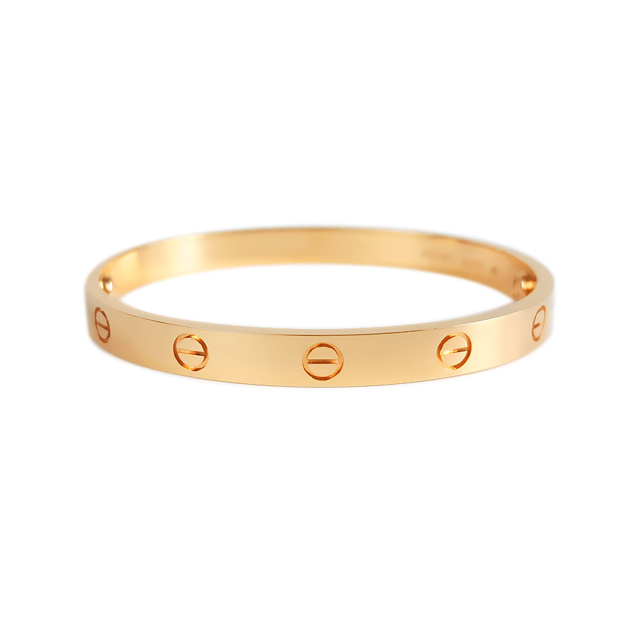 【95新】Cartier卡地亚LOVE系列B603561818K玫瑰金宽版无钻LOVE四代手镯18号、宽度6.1mm中性款 301125NJS08