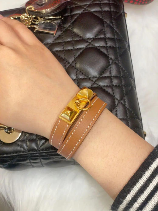 爱马仕 CDC 金棕 皮手环 商品图2