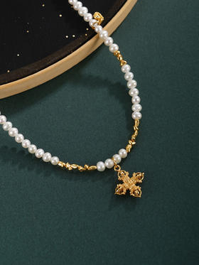 子佩集【神助之力】银S925珍珠项链【QNX0012】3mm珠金刚杵镀金2512