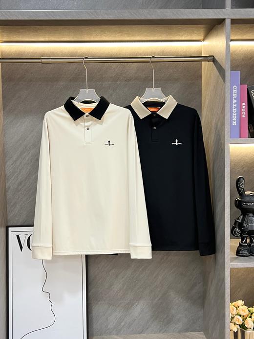 点此购买 比音勒芬秋冬季男士加绒螺纹领长袖POLO衫 ss 338206 商品图0