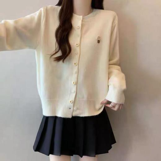 自营【超美针织衫】M12韩系小蘑菇刺绣花朵开衫毛衣-喜出 商品图2