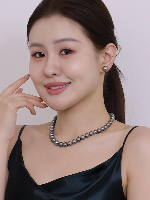 【挚友限定】(经典款/挂珠款)18K金大溪地铂金灰珍珠耳夹 商品图3