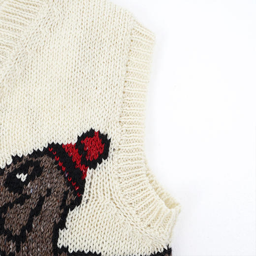 Howlin BUMPER LOVER 女装小狗刺绣羊毛马海毛马甲 V领毛衣 商品图1