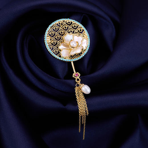新中式牡丹天然淡水珍珠高档花朵别针胸花LY 商品图0