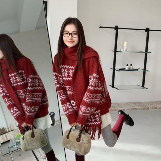 北海道氛围感提花毛衣+围巾2700 商品图5