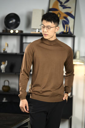 会员-拇指白小T可机洗软柔羊毛半高领长袖T恤无我系列