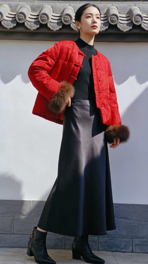 589902红黄白三色国风狐狸袖羽绒服， 商品图12