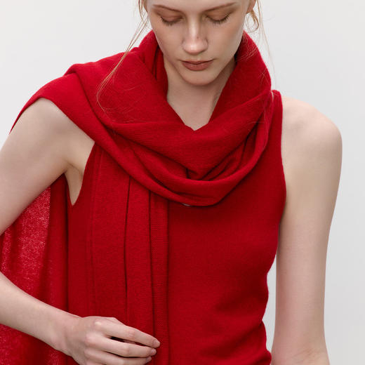 东黎 • 秋冬女士针织拉毛羊绒围巾纯色时尚长款 180*30CM  4413 商品图3