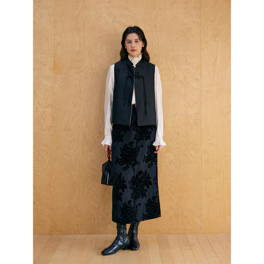 HeyDress植绒花卉提花直筒半裙 商品图2