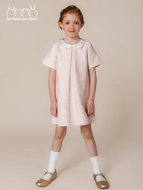 粉色粗花呢连衣裙