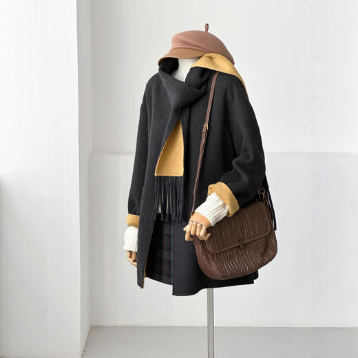 【墨青叠韵】2025高级百搭双面穿撞色小个子通勤气质羊毛大衣！ 商品图3