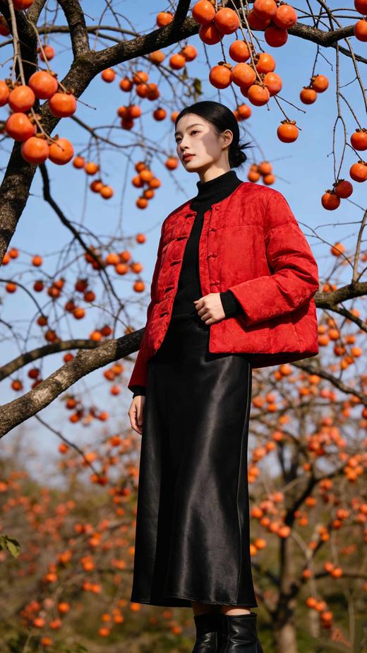 589902红黄白三色国风狐狸袖羽绒服， 商品图11