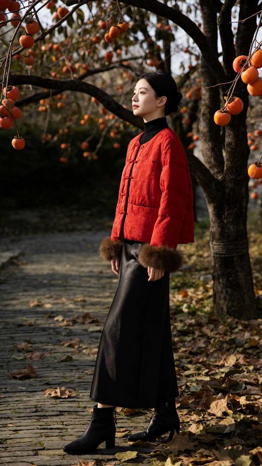 589902红黄白三色国风狐狸袖羽绒服， 商品图13