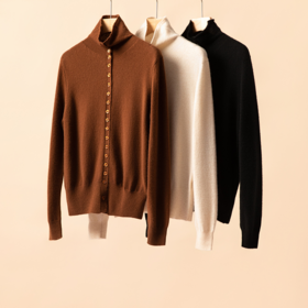 三穿实用派新款！100纯山羊绒多扣开衫外套女CYR240114