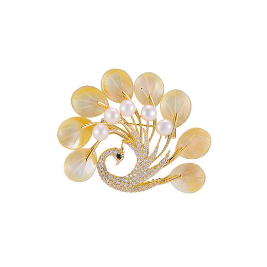 高档淡水珍珠开屏孔雀胸针LY 商品图3