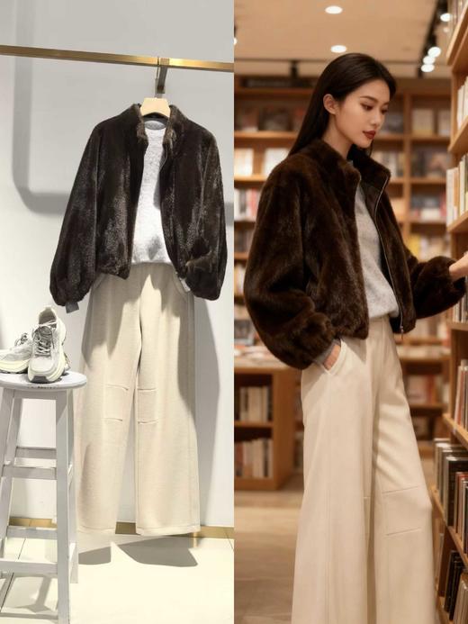 585005福利款 仿貂皮草立领拉链外套 商品图4