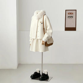 【素雪盈余】2025新款韩版秋冬新保暖百搭通勤白色系套装