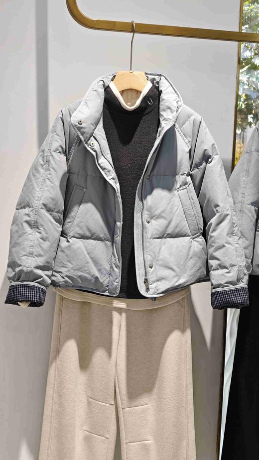 585991格纹袖口 下摆抽绳短款羽绒服 商品图3