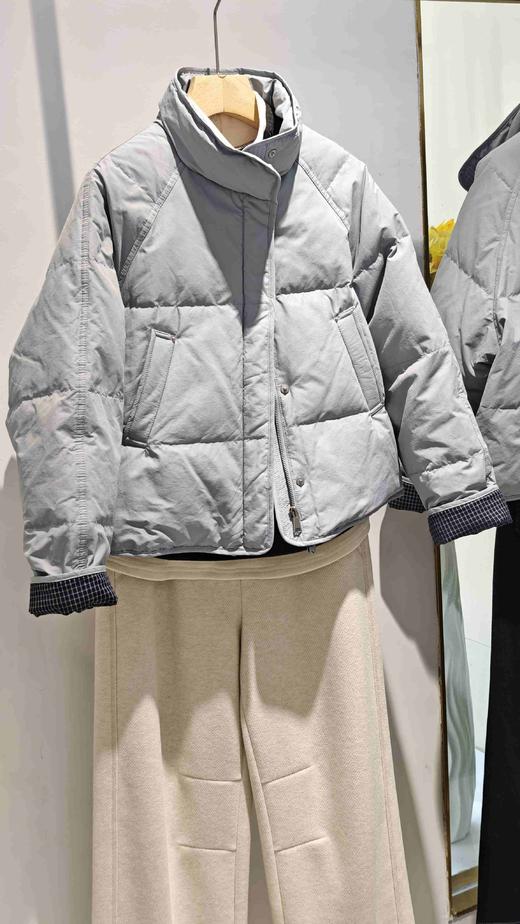 585991格纹袖口 下摆抽绳短款羽绒服 商品图5