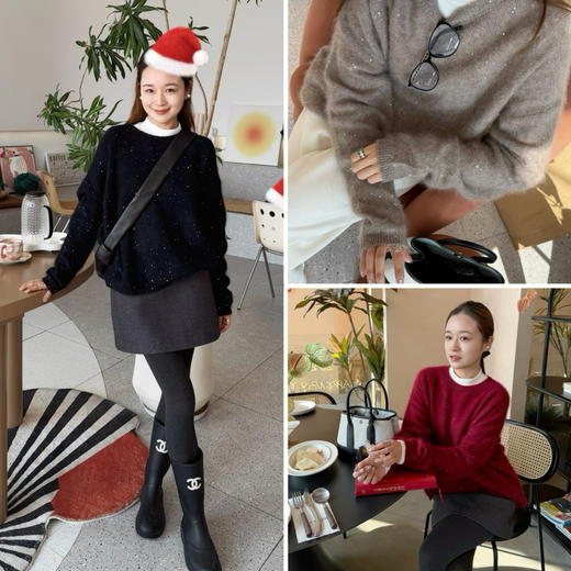 2512311    “圣诞🧑‍🎄毛衣” 珠片 拉绒 羊毛+真丝 商品图0